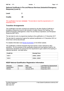 National Certificate in Fire and Rescue Services (Industrial Emergency Level 2