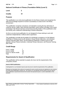 National Certificate in Fitness (Foundation Skills) (Level 2) Level 2 Credits