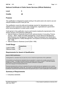 National Certificate in Public Sector Services (Official Statistics) Level 5 Credits
