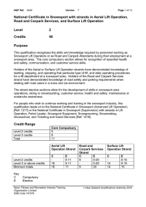 National Certificate in Snowsport with strands in Aerial Lift Operation,