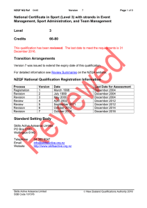 National Certificate in Sport (Level 3) with strands in Event