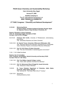 PACN Green Chemistry and Sustainability Workshop NEW TRENDS IN CHEMISTRY The 8