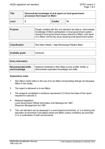 NZQA registered unit standard 20707 version 3  Page 1 of 4