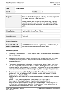 NZQA registered unit standard 18703 version 3  Page 1 of 3