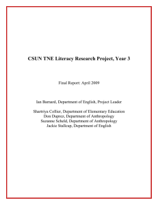 CSUN TNE Literacy Research Project, Year 3
