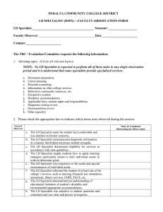 LD Specialist (DSPS) Faculty Observation Form