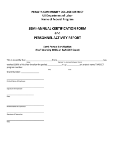 SEMI-ANNUAL CERTIFICATION FORM and PERSONNEL ACTIVITY REPORT