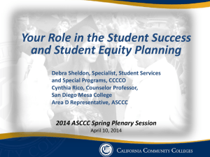 ASCCC Spring Plenary Wkshp SSSP and Student Equity Plans