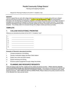 Planning and Resource Request 2010-11