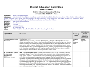 District Education Committee MINUTES of the District Education Committee Meeting