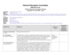 District Education Committee MINUTES of the District Education Committee Meeting