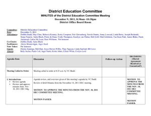 District Education Committee MINUTES of the December 9, 2011, 8:30am -10:30pm