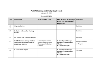 PCCD Planning and Budgeting Council Draft AGENDA 2015- 16 PBC Goal