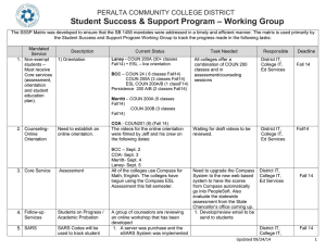 – Working Group Student Success &amp; Support Program PERALTA COMMUNITY COLLEGE DISTRICT