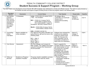 – Working Group Student Success &amp; Support Program PERALTA COMMUNITY COLLEGE DISTRICT