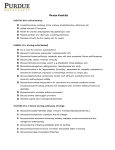 Mentee Checklist   LOGISTICS (Prior to First Meeting)