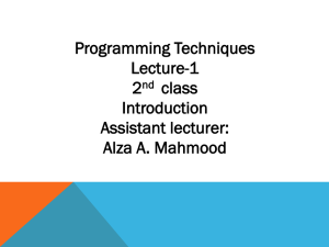 Programming Techniques Lecture-1 2 class