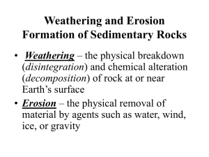 Lecture 10: Weathering aned Erosion