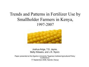 Trends and Patterns In Fertilizer Use in Kenya by Smallholder Farmers in Kenya