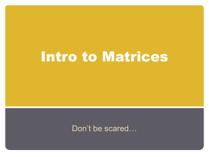 Intro to Matrices Don’t be scared…