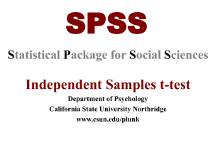 SPSS Independent Samples t-test S P