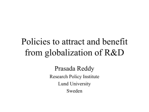 Globalization of R D: Policy to Attract and Embed Global R D Activities