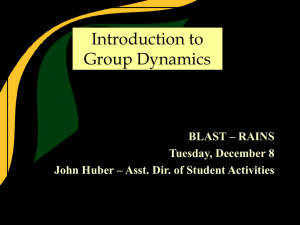 Introduction to Group Dynamics BLAST – RAINS Tuesday, December 8