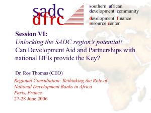 Mrs. Rosalind H. Thomas, CEO, Southern Africa Development Community Development Finance Resource Center, (SADC – DFRC), Botswana