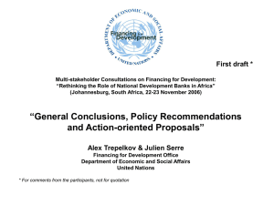 General Conclusions, Policy Recommendations Action Proposals