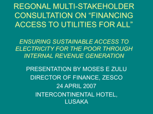Moses Zulu, Ensuring sustainable access to electricity for the poor through internal revenue generation