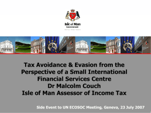 Tax Avoidance Evasion from the Perspective of a Small International Financial Services Centre