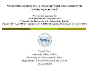 Daniel Platz,  Innovative Approaches to Financing Water and Electricity in Developing Countries
