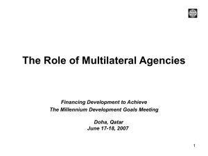 THE ROLE OF MULTILATERAL AGENCIES