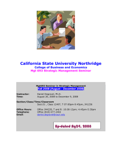 California State University Northridge Mgt 693 Strategic Management Seminar