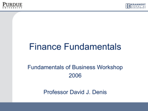 Finance Fundamentals Fundamentals of Business Workshop 2006 Professor David J. Denis