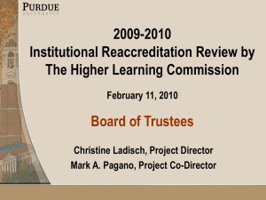 2009-2010 Institutional Reaccreditation Review by The Higher Learning Commission Board of Trustees