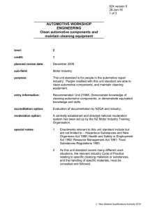 AUTOMOTIVE WORKSHOP ENGINEERING Clean automotive components and maintain cleaning equipment