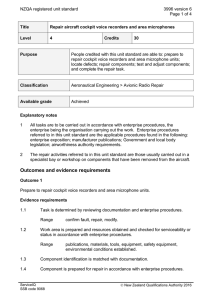 NZQA registered unit standard 3996 version 6  Page 1 of 4