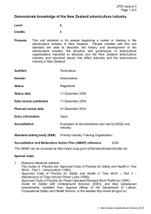 Demonstrate knowledge of the New Zealand arboriculture industry