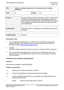 NZQA registered unit standard 7310 version 5  Page 1 of 3