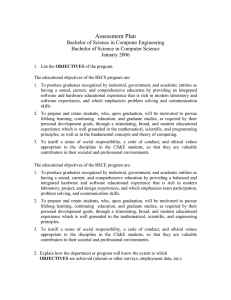 Assessment Plan Bachelor of Science in Computer Engineering January 2006