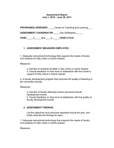 Assessment Report July 1, 2010 - June 30, 2011 PROGRAM(S) ASSESSED ASSESSMENT COORDINATOR