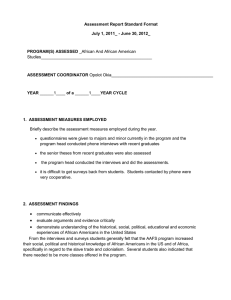 Assessment Report Standard Format July 1, 2011_ - June 30, 2012_