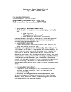Assessment Report Standard Format July 1, 2009 - June 30, 2010