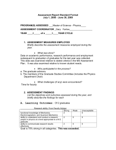 Assessment Report Standard Format July 1, 2008 - June 30, 2009