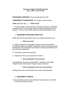 Assessment Report Standard Format July 1, 2006 - June 30, 2007