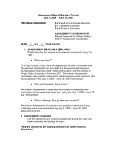 Assessment Report Standard Format July 1, 2006 - June 30, 2007