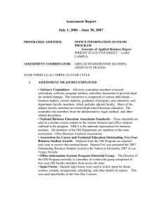 Assessment Report  July 1, 2006 – June 30, 2007