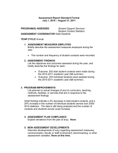 Assessment Report Standard Format – August 31, 2011 July 1, 2010