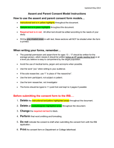 Child Assent and Parental Consent Form Models